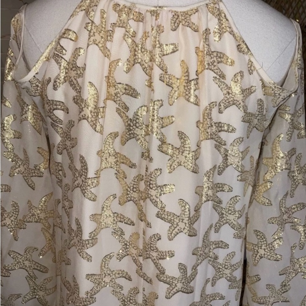 Lilly Pulitzer Fulton Gold Metallic Starfish Dress. XS NWOT - Picture 4 of 12